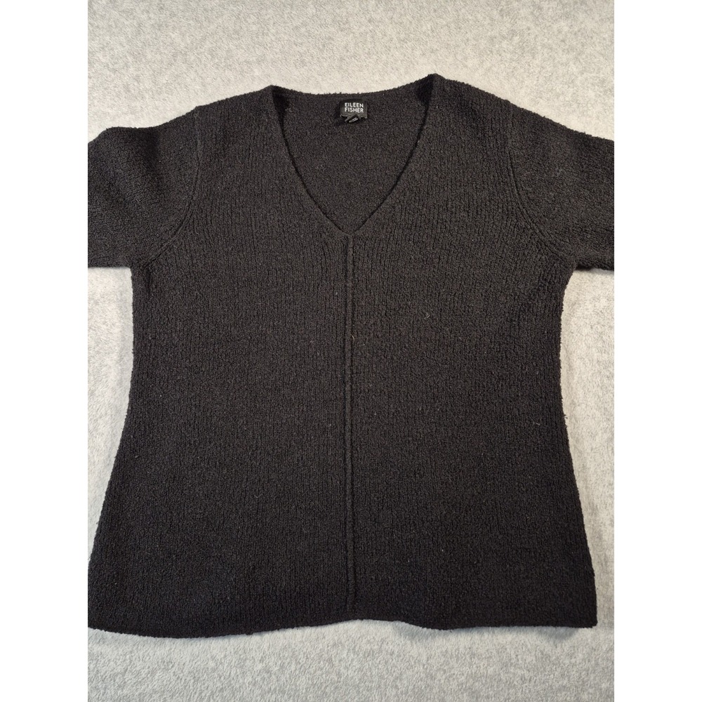 Eileen Fisher Women's Sweater V‎ Neck Black Wool Blend Medium